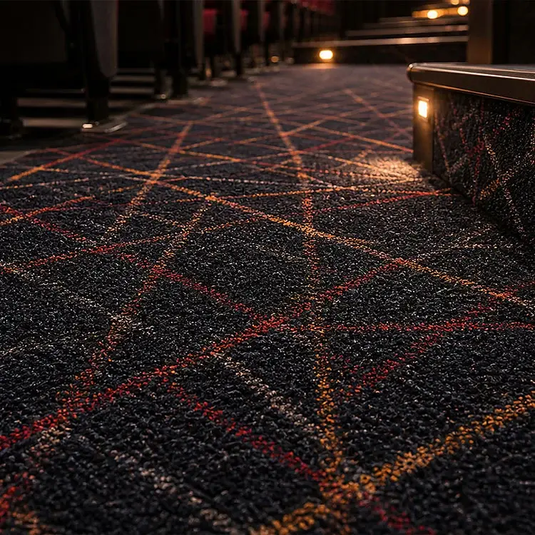Alfombra de nailon en rollo de cine ignífugo