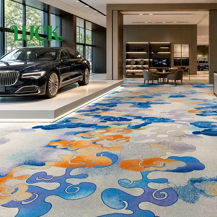 Alfombra de pared a pared impresa en poliéster para sala de exposición